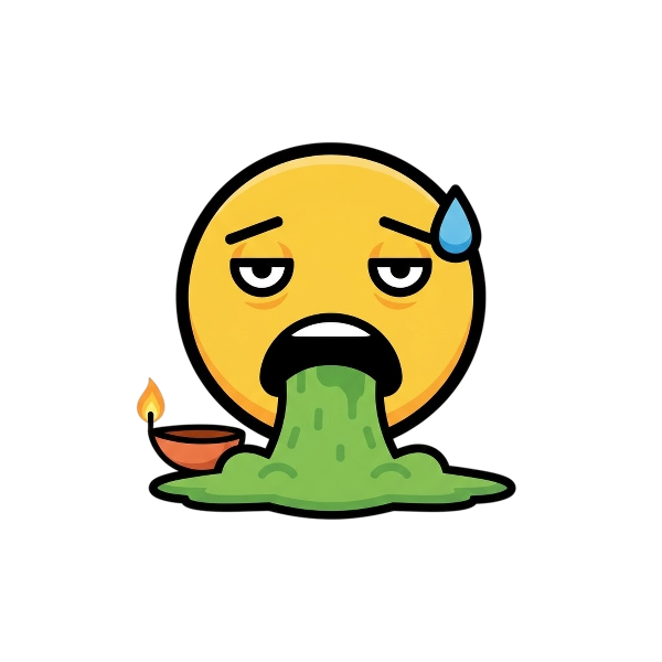 Face vomiting and Diya lamp