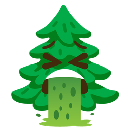 face vomiting and evergreen tree