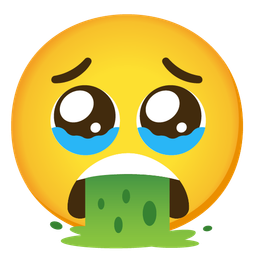 face vomiting and face holding back tears