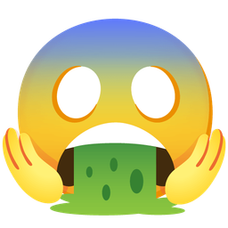 face vomiting and face screaming in fear