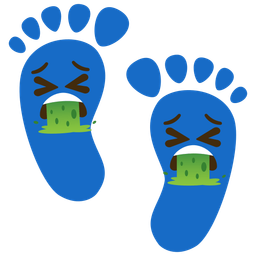 face vomiting and footprints