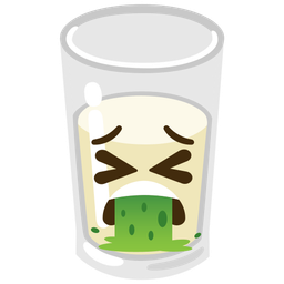 face vomiting and glass of milk