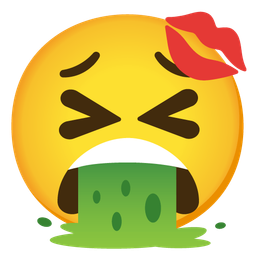 face vomiting and kiss mark