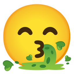 Face vomiting and Kissing face with smiling eyes