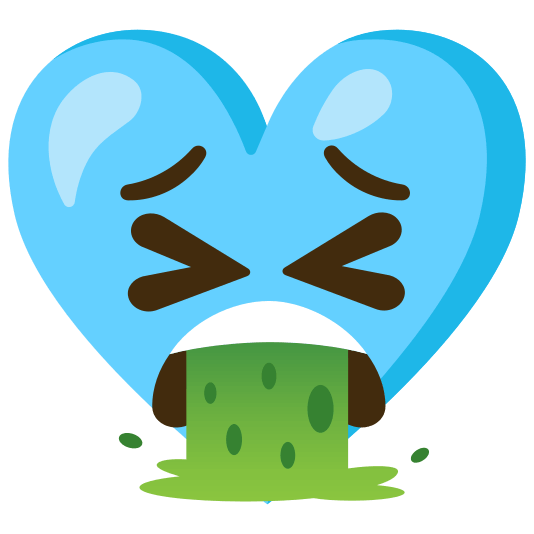 Face vomiting and Light blue heart