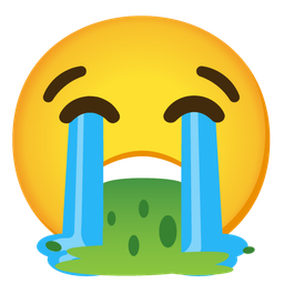 face vomiting and loudly crying face