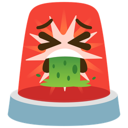 face vomiting and police car light