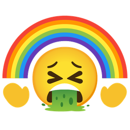 face vomiting and rainbow