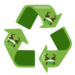 face vomiting and recycling symbol