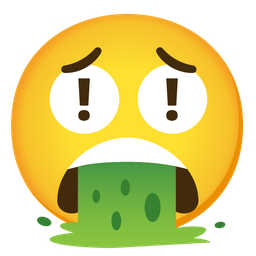 face vomiting and red exclamation mark