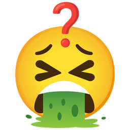 face vomiting and red question mark