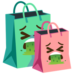 face vomiting and shopping bags
