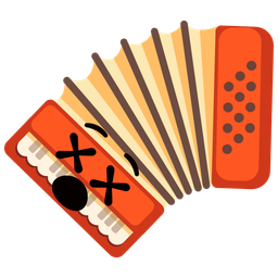 face with crossed-out eyes and accordion