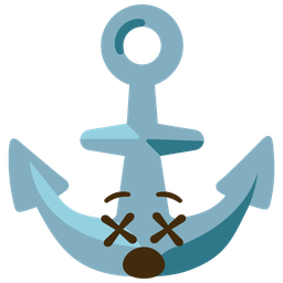 face with crossed-out eyes and anchor