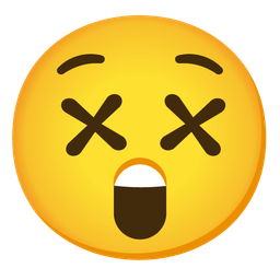 face with crossed-out eyes and astonished face