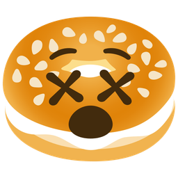face with crossed-out eyes and bagel