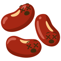 face with crossed-out eyes and beans