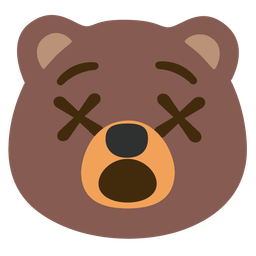 face with crossed-out eyes and bear