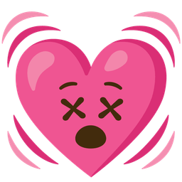 face with crossed-out eyes and beating heart