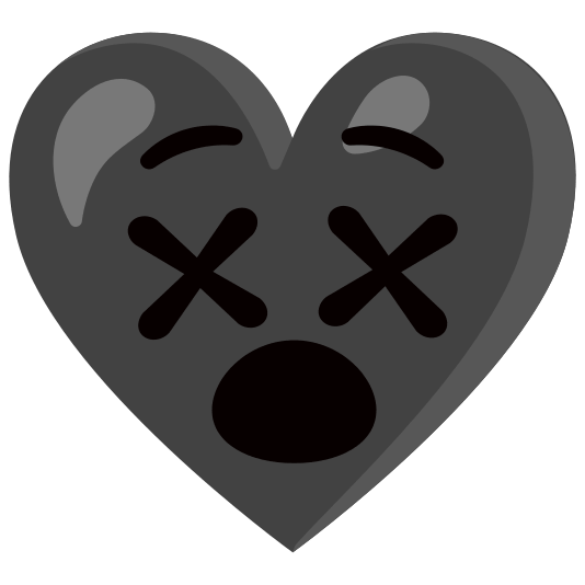 Face with crossed-out eyes and Black heart