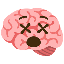 face with crossed-out eyes and brain