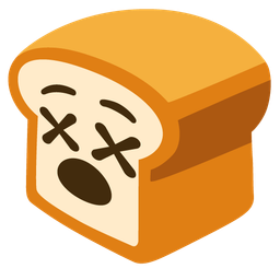 face with crossed-out eyes and bread