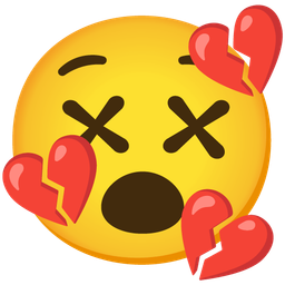 face with crossed-out eyes and broken heart