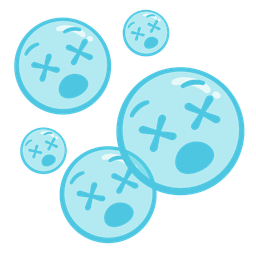 face with crossed-out eyes and bubbles