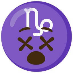 face with crossed-out eyes and Capricorn