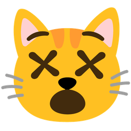 face with crossed-out eyes and cat face