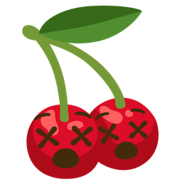 face with crossed-out eyes and cherries