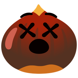 face with crossed-out eyes and chestnut