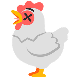 face with crossed-out eyes and chicken