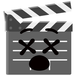 face with crossed-out eyes and clapper board
