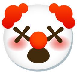 face with crossed-out eyes and clown face