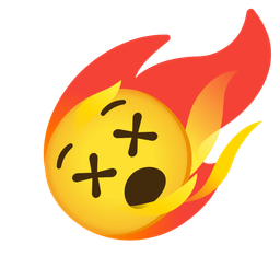 face with crossed-out eyes and comet