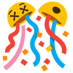 face with crossed-out eyes and confetti ball