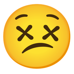 face with crossed-out eyes and confused face