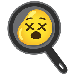 face with crossed-out eyes and cooking