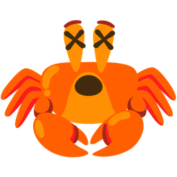 face with crossed-out eyes and crab