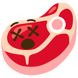 face with crossed-out eyes and cut of meat