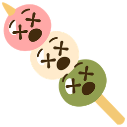 face with crossed-out eyes and dango