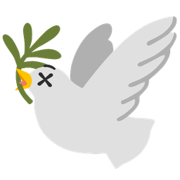 face with crossed-out eyes and dove