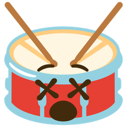 face with crossed-out eyes and drum