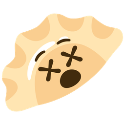 face with crossed-out eyes and dumpling