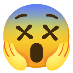 face with crossed-out eyes and face screaming in fear