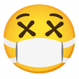 face with crossed-out eyes and face with medical mask