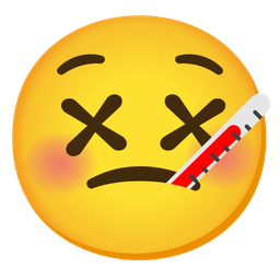 face with crossed-out eyes and face with thermometer