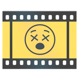 face with crossed-out eyes and film frames