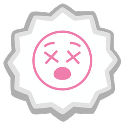 face with crossed-out eyes and fish cake with swirl